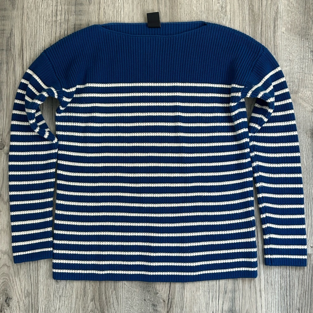 GAP Bella Boat Neck Sweater Navy and White Sz M